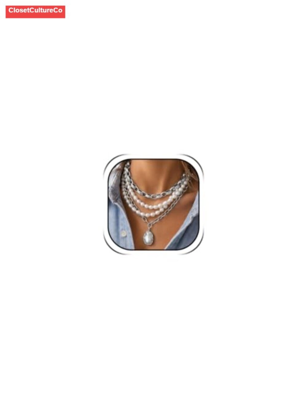 Layered Pearl Pendant Necklace Alloy Chain Charm Jewelry Gift for Women